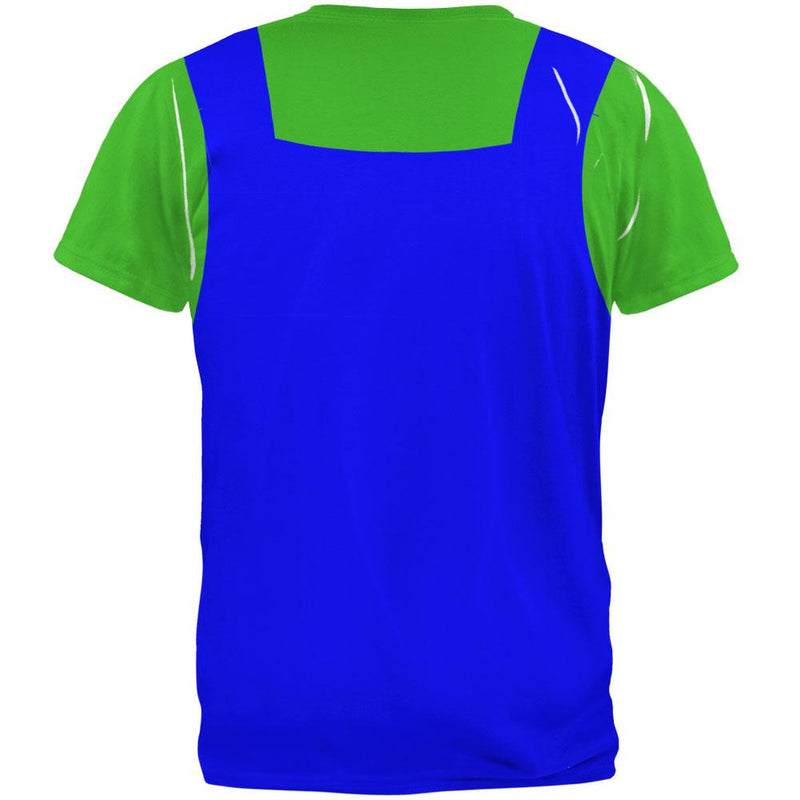 Halloween Italian Green Plumber Costume All Over Adult T-Shirt Men's T-Shirts Old Glory