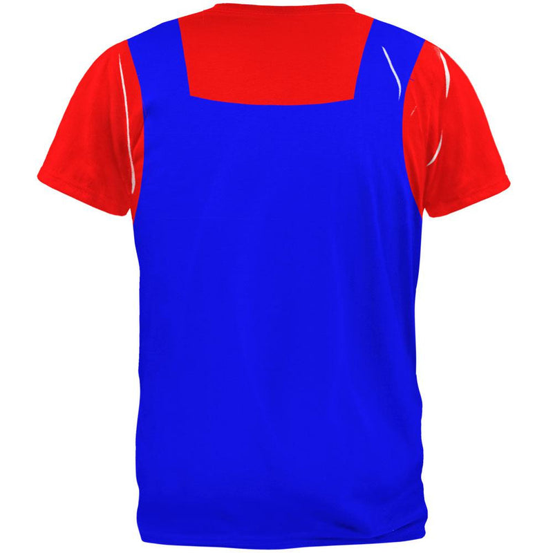Halloween Italian Red Plumber Costume All Over Adult T-Shirt Men's T-Shirts Old Glory