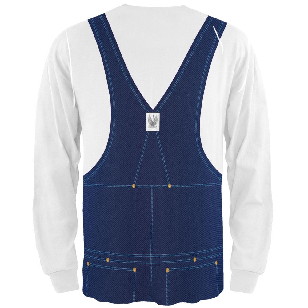 Halloween Overalls Costume All Over Adult Long Sleeve T-Shirt Men's Long Sleeves Old Glory