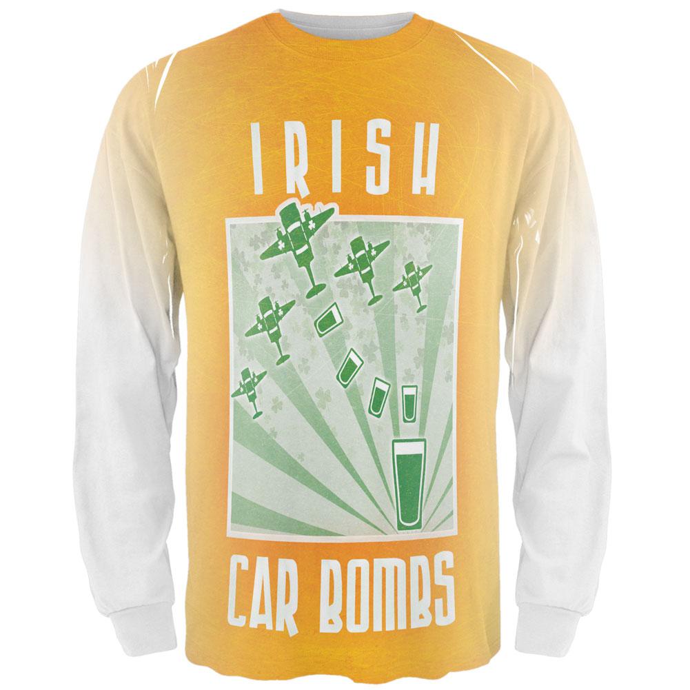 St Patricks Irish Car Bombs All Over Adult Long Sleeve T-Shirt Men's Long Sleeves Old Glory 2XL White