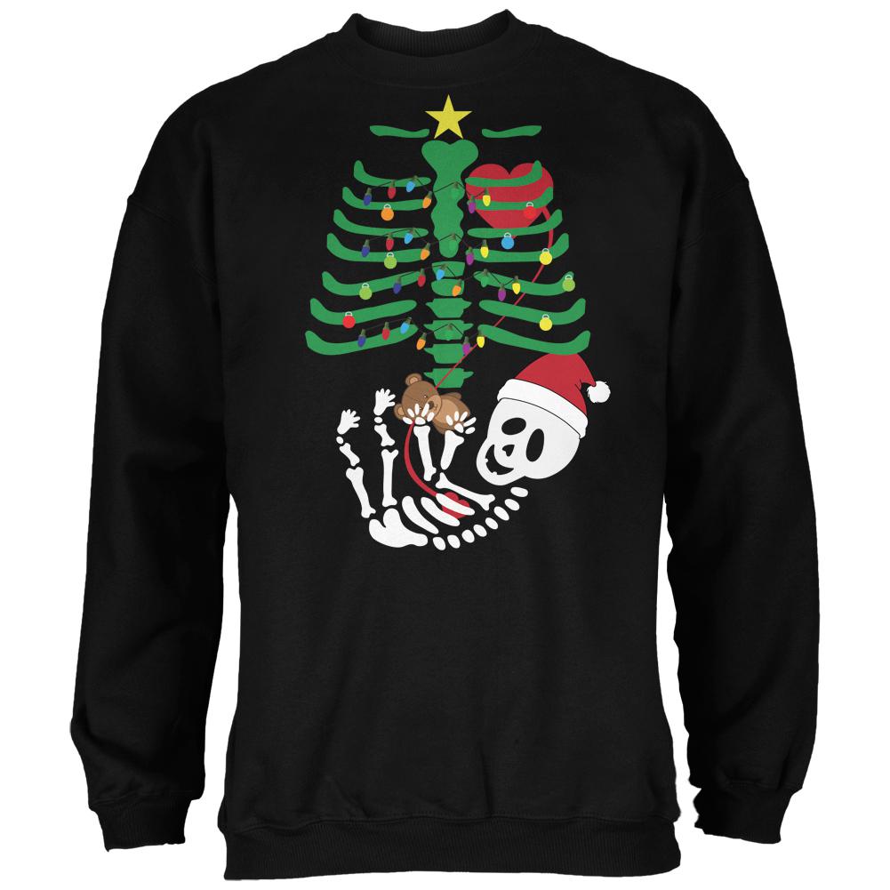 Christmas Tree Baby Skeleton Bear Black Adult Sweatshirt Men's Sweatshirts Old Glory 2XL Black