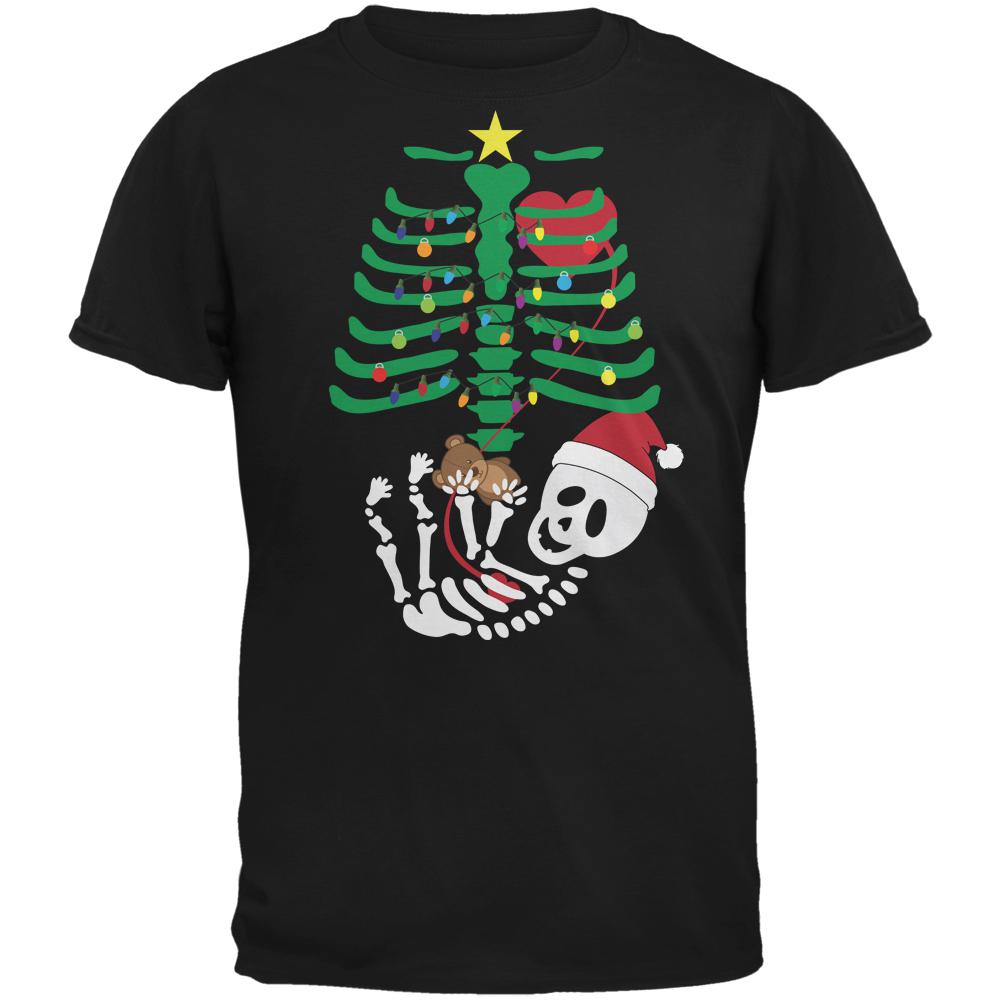 Christmas Tree Baby Skeleton Bear Black Adult T-Shirt Men's T-Shirts Old Glory 2XL Black