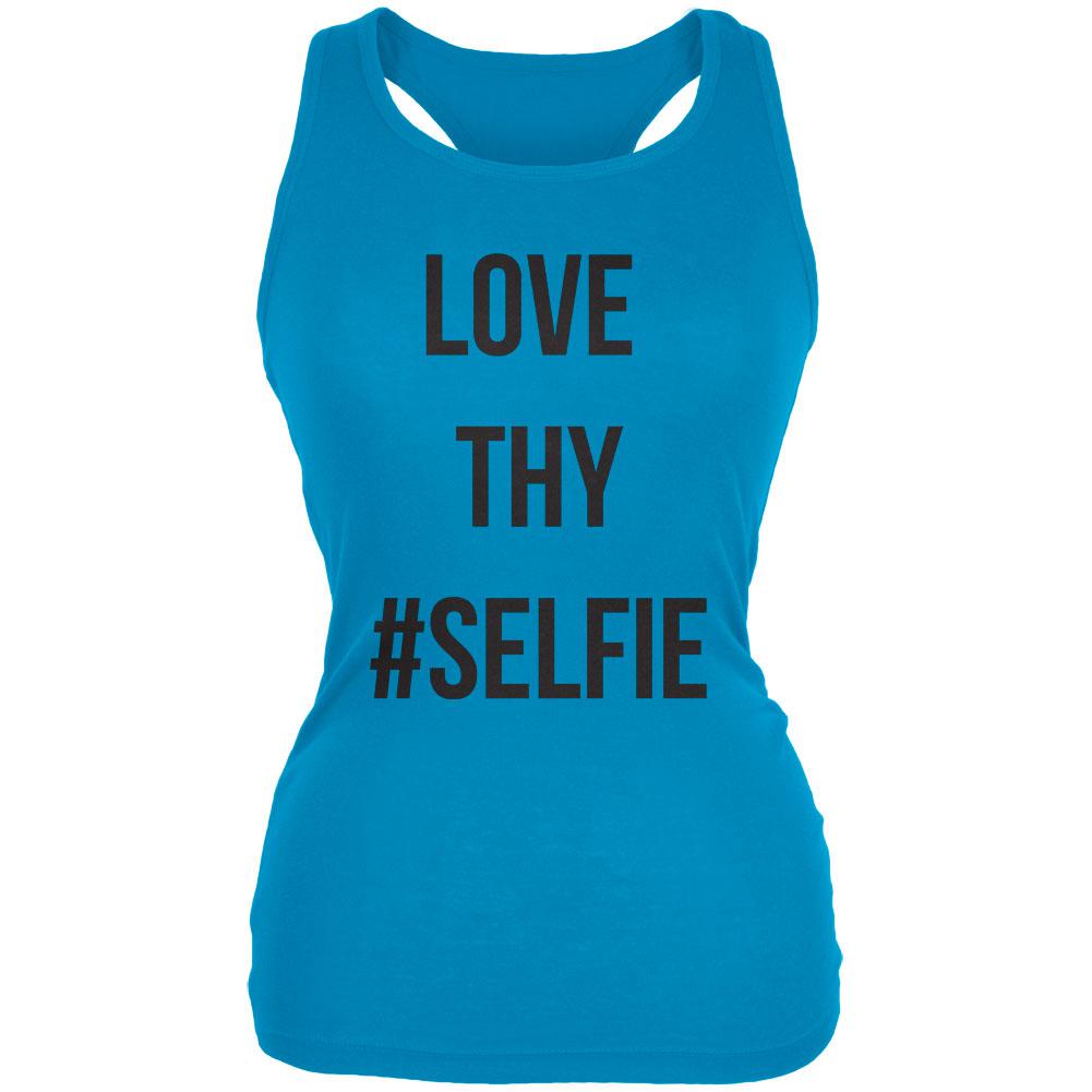 Love Thy Hashtag Selfie Pale Blue Juniors Soft Tank Top Juniors Tank Tops Old Glory 2XL Blue