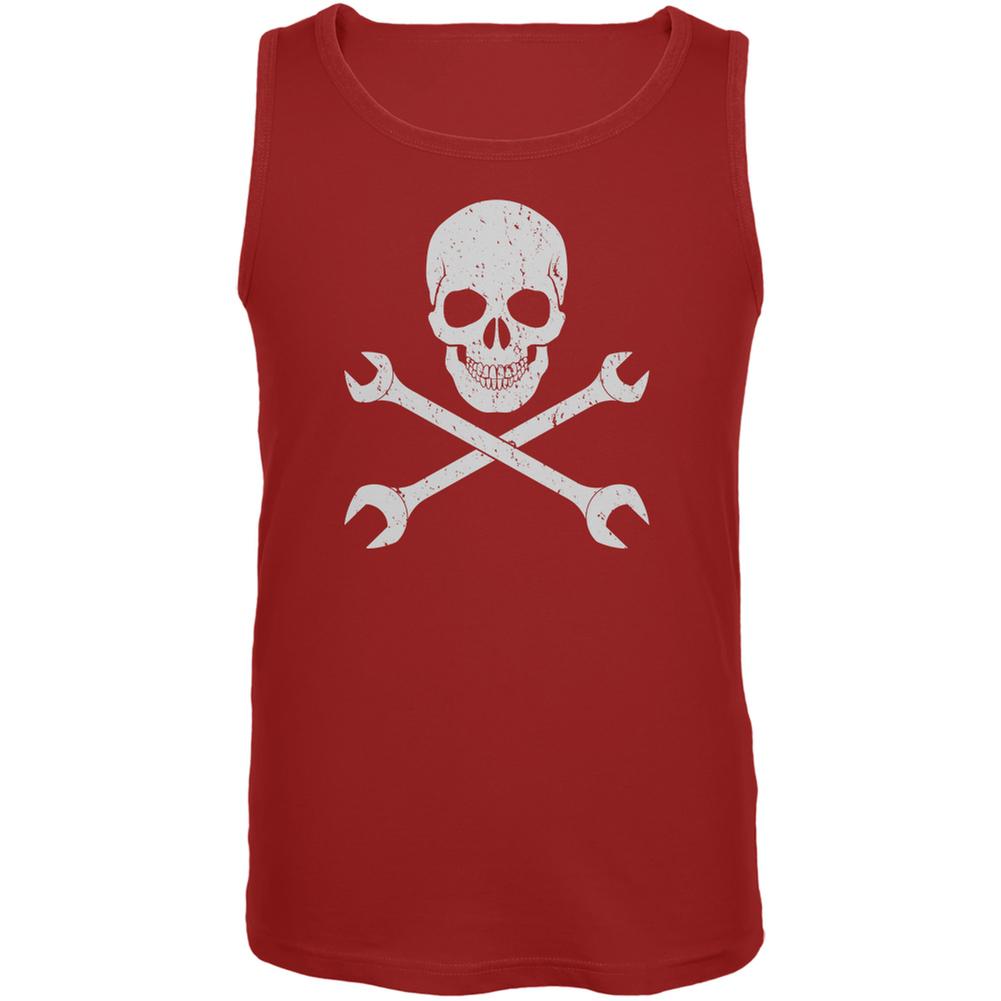 Automotive Skull And Wrenches Red Adult Tank Top Men's Tank Tops Old Glory 2XL Red