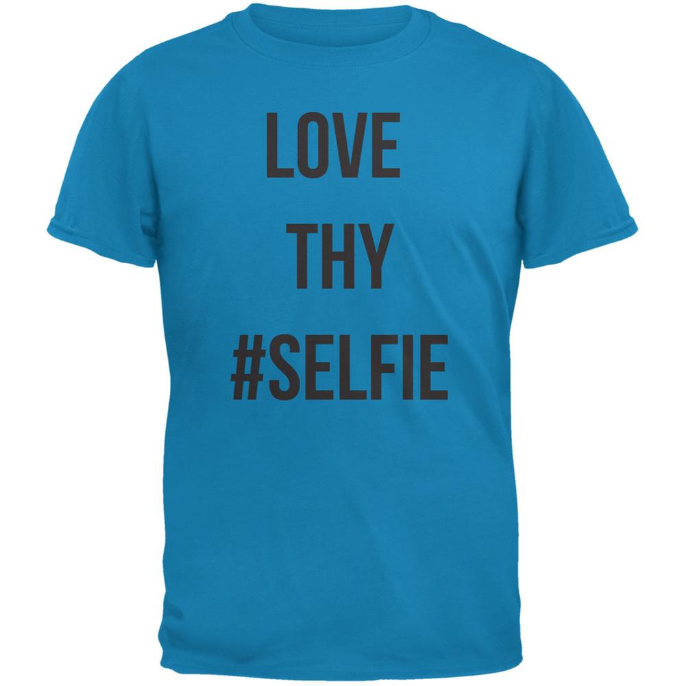 Love Thy Hashtag Selfie Sapphire Blue Adult T-Shirt Men's T-Shirts Old Glory 2XL Blue