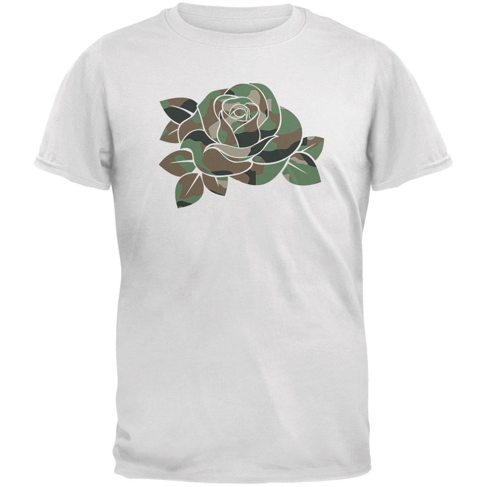 Camo Rose Military Wife White Adult T-Shirt Men's T-Shirts Old Glory 2XL White