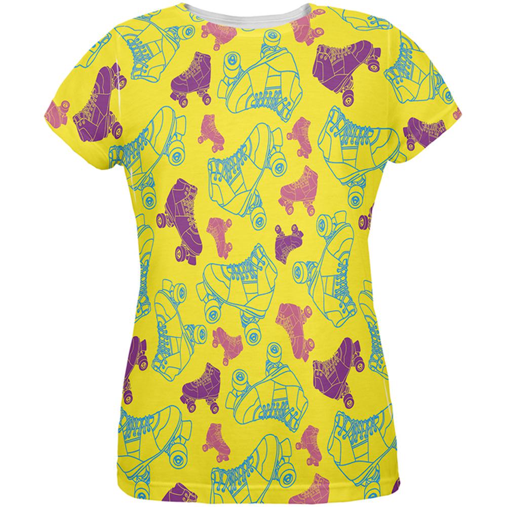 Scattered Roller Skates All Over Womens T-Shirt Women's T-Shirts Old Glory 2XL White