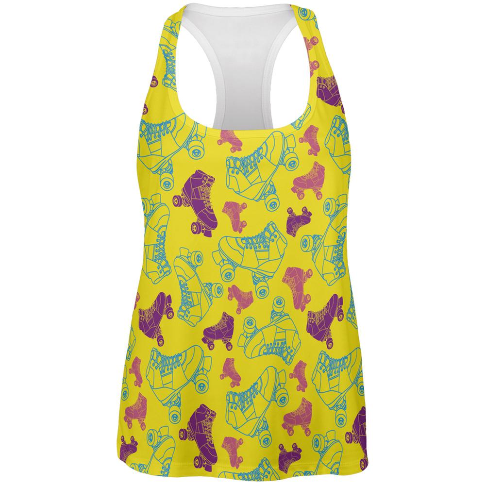 Skattered Roller Skates All Over Womens Racerback Tank Top Women's Tank Tops Old Glory 2XL White
