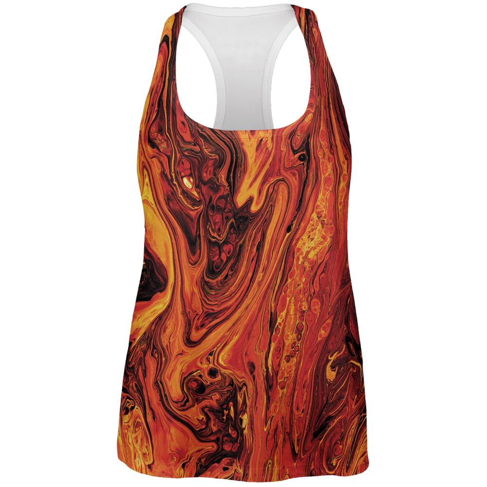 Hot Lava All Over Womens Racerback Tank Top Women's Tank Tops Old Glory 2XL White