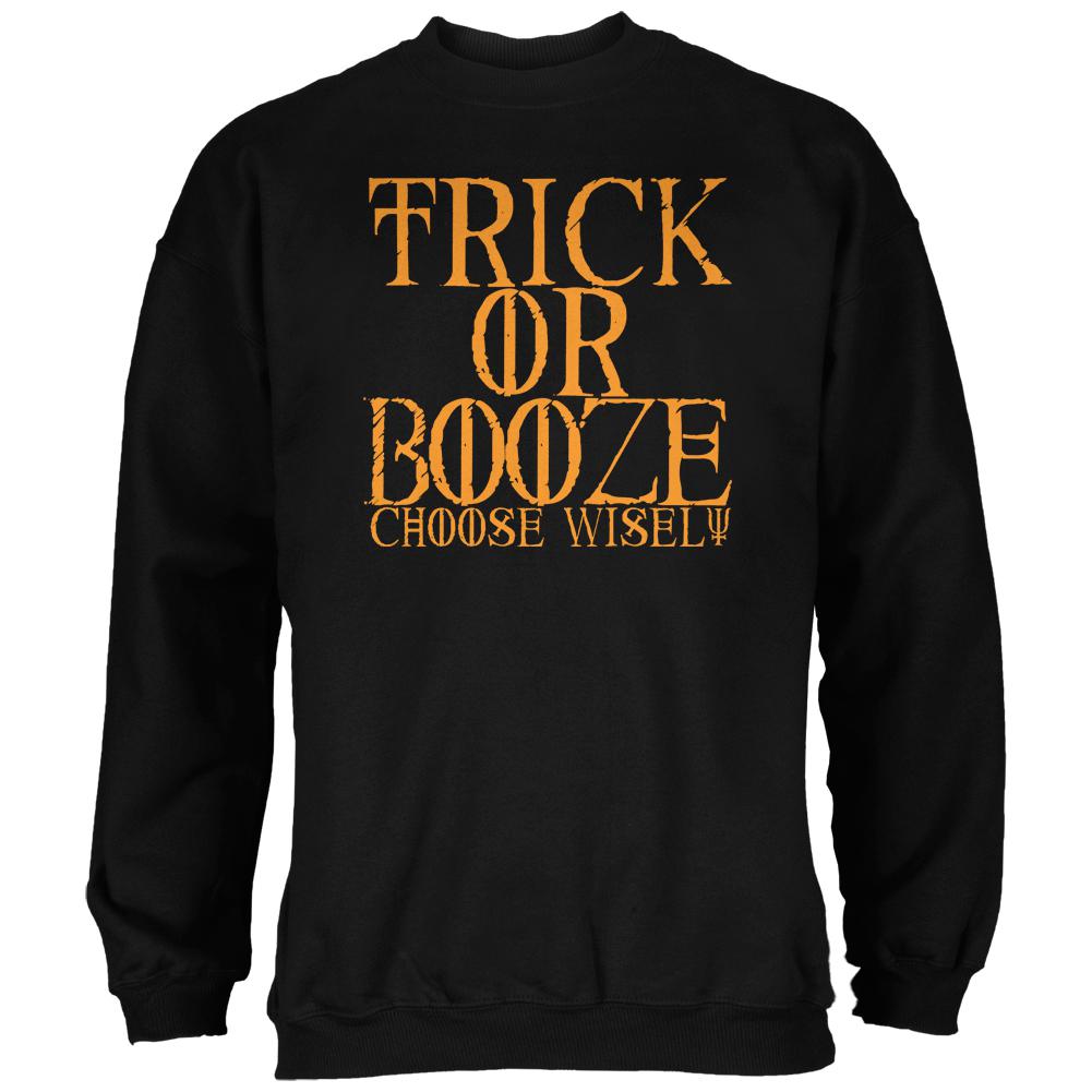 Halloween Trick or Booze Black Adult Sweatshirt Men's Sweatshirts Old Glory SM Black