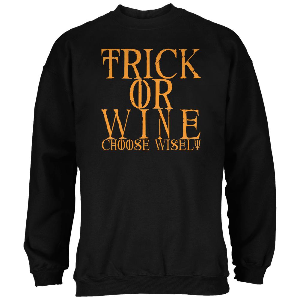 Halloween Trick or Wine Black Adult Sweatshirt Men's Sweatshirts Old Glory SM Black