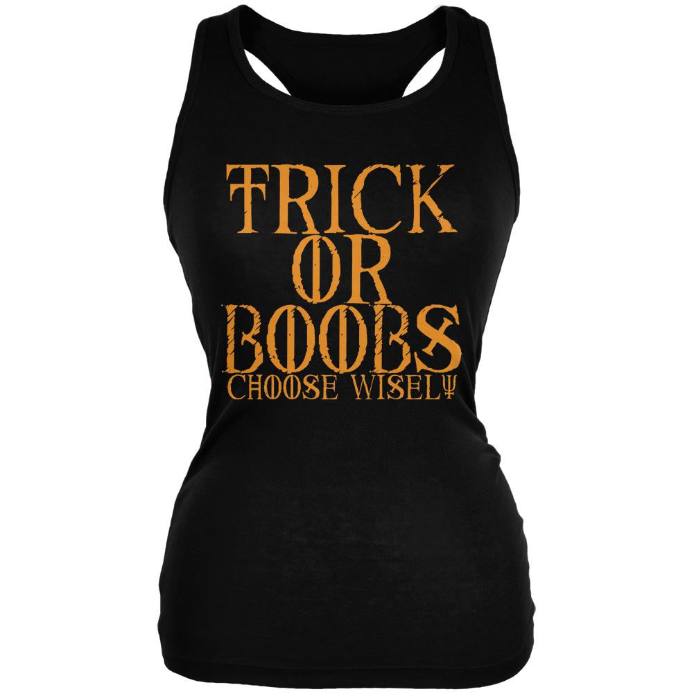 Halloween Trick or Boobs Black Juniors Soft Tank Top Juniors Tank Tops Old Glory 2XL Black