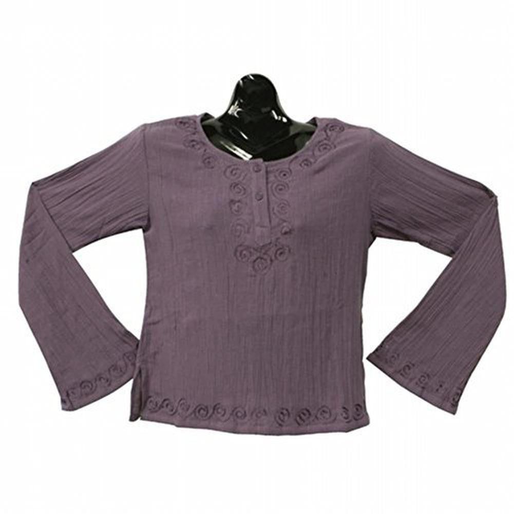 Purple Embroidered Kurta Womens Blouse Women's Blouses Old Glory SM Purple