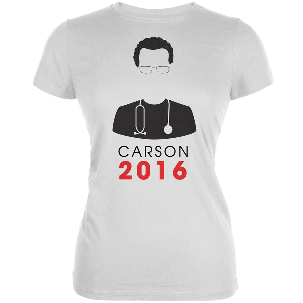 Election 2016 Ben Carson Minimalist White Juniors Soft T-Shirt Juniors T-Shirts Old Glory 2XL White