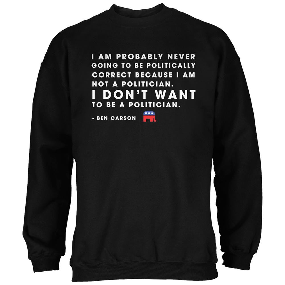 Election 2016 Ben Carson Never a Politician Black Adult Sweatshirt Men's Hoodies Old Glory 2XL Black