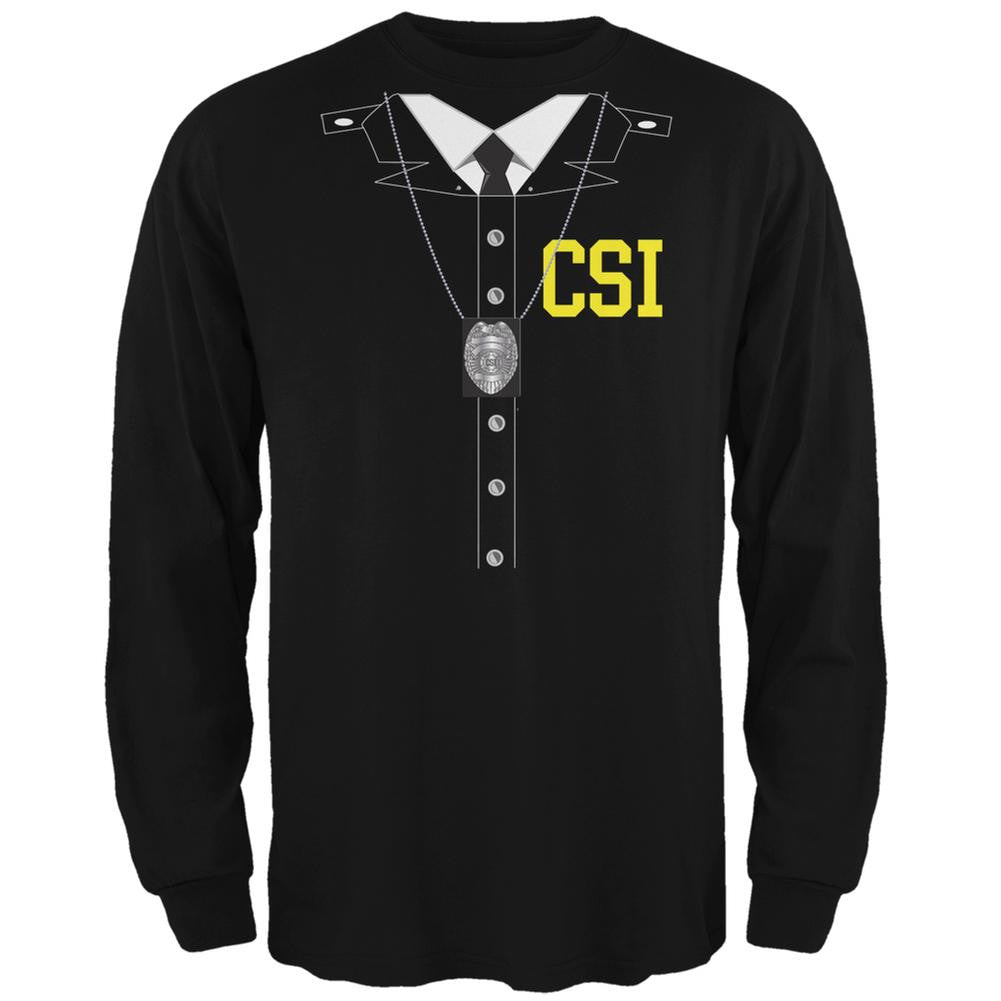 Halloween Crime Scene Investigator Costume Black Adult Long Sleeve T-Shirt Men's Long Sleeves Old Glory 2XL Black