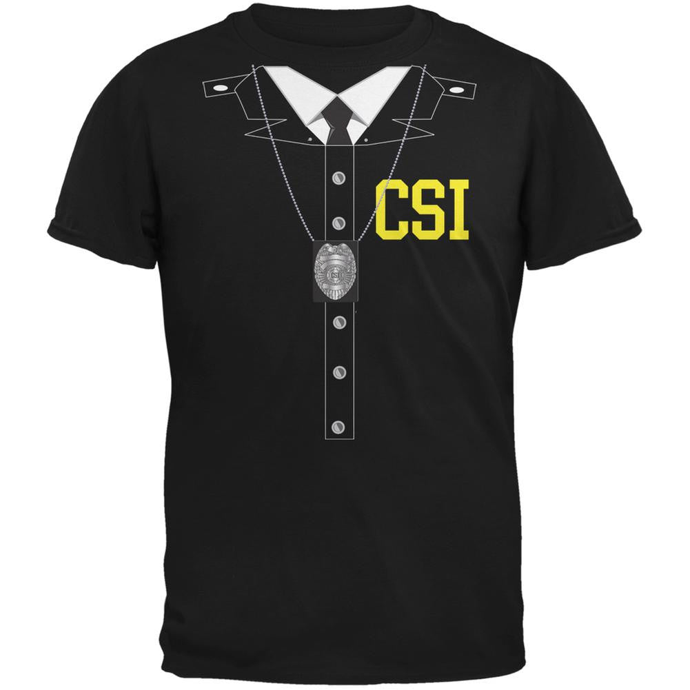 Halloween Crime Scene Investigator Costume Black Adult T-Shirt Men's T-Shirts Old Glory 2XL Black