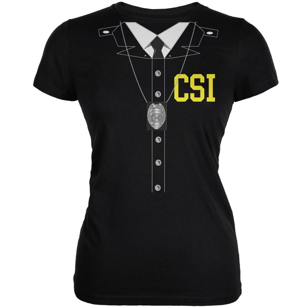 Halloween Crime Scene Investigator Costume Black Juniors Soft T-Shirt Juniors T-Shirts Old Glory 2XL Black