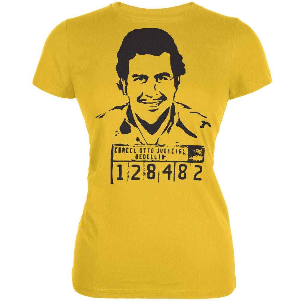 Pablo Escobar Bright Yellow Juniors Soft T-Shirt Juniors T-Shirts Old Glory 2XL Yellow
