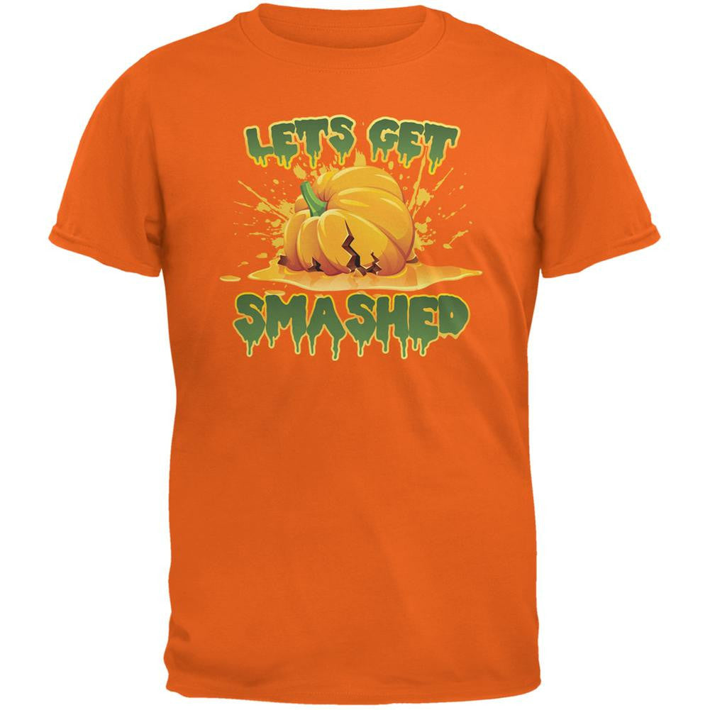 Halloween Pumpkin Lets Get Smashed Orange Adult T-Shirt Men's T-Shirts Old Glory 2XL Orange