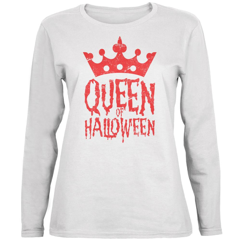 Halloween Queen Of Halloween White Womens Long Sleeve T-Shirt Women's Long Sleeves Old Glory 2XL White