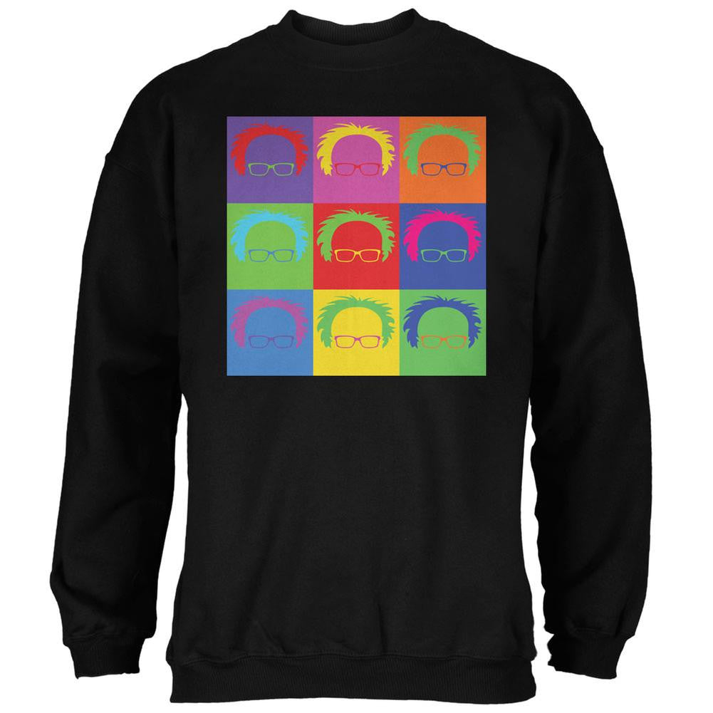 Election Bernie Sanders Hair Minimalist Pop Art Black Adult Sweatshirt Men's Sweatshirts Old Glory 2XL Black