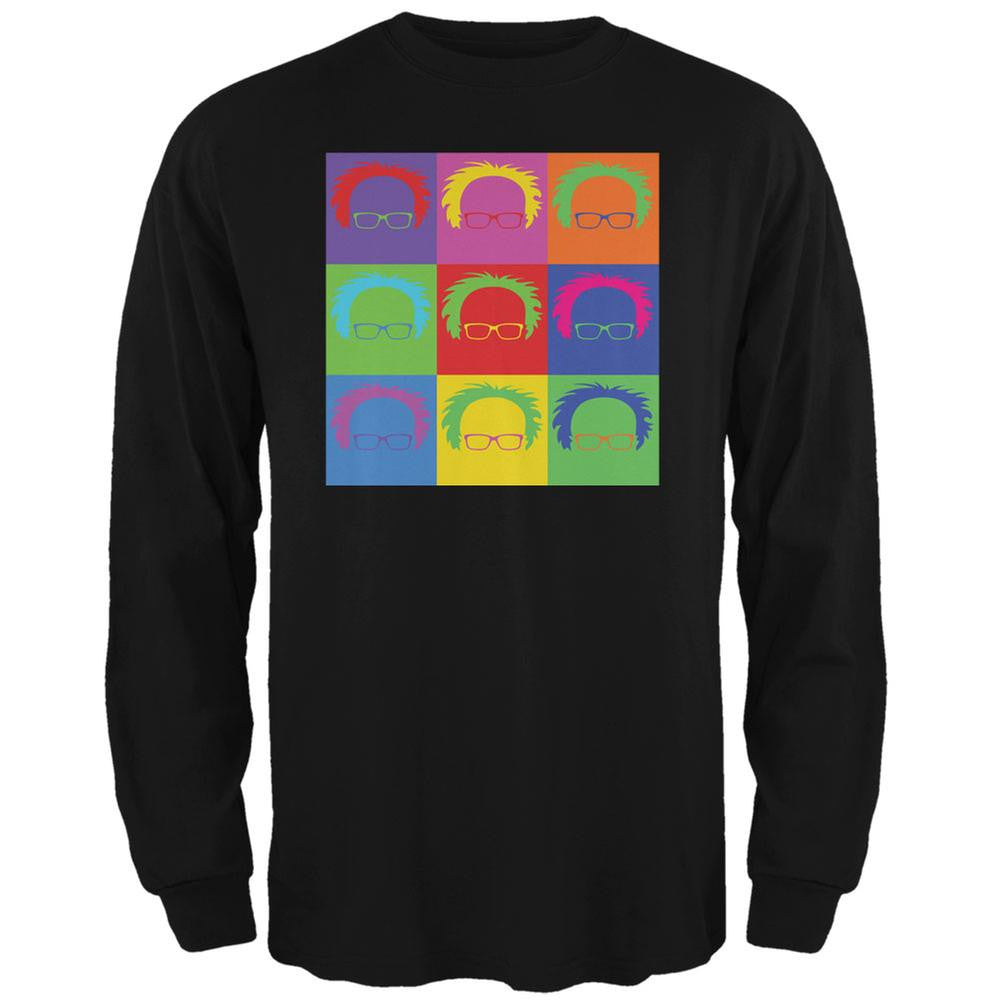 Election Bernie Sanders Hair Minimalist Pop Art Black Adult Long Sleeve T-Shirt Men's Long Sleeves Old Glory 2XL Black