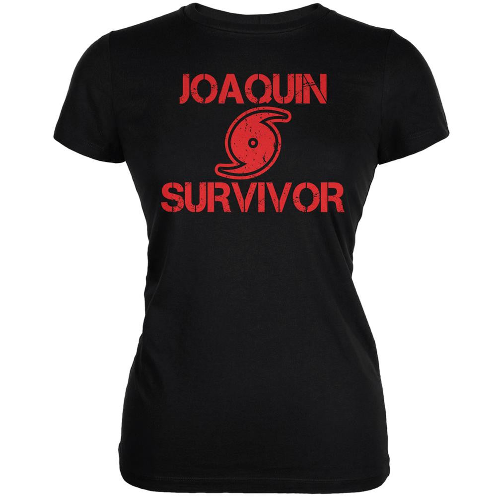 Hurricane Joaquin Survivor Black Juniors Soft T-Shirt Juniors T-Shirts Old Glory 2XL Black