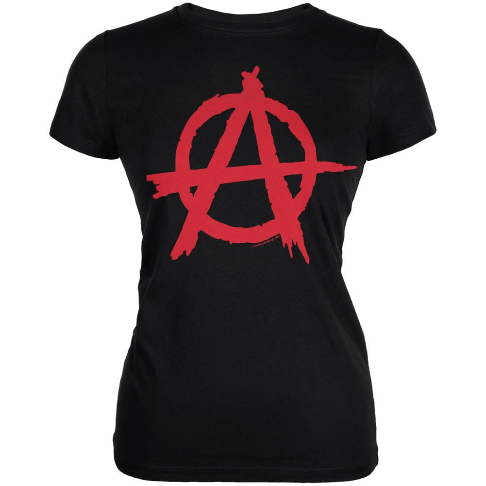 Anarchy Black Juniors Soft T-Shirt Juniors T-Shirts Old Glory