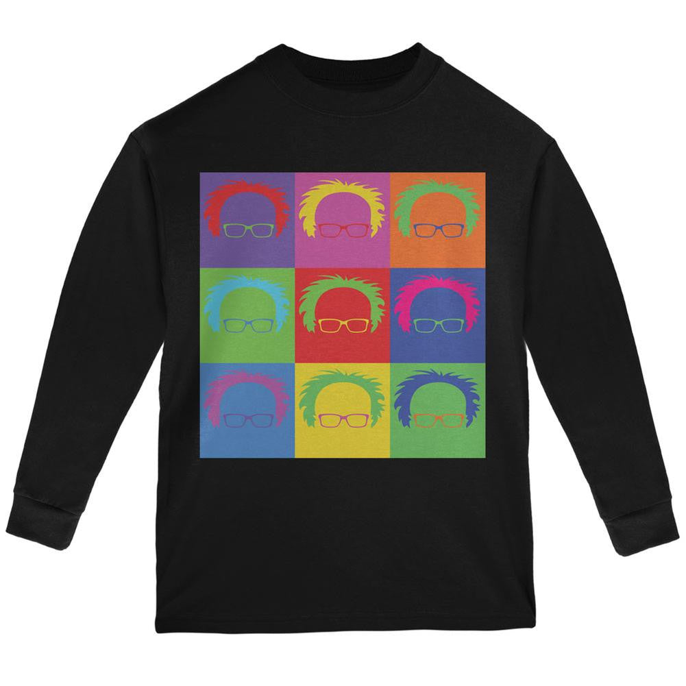 Election Bernie Sanders Hair Minimalist Pop Art Black Youth Long Sleeve T-Shirt Youth Long Sleeves Old Glory LG Black