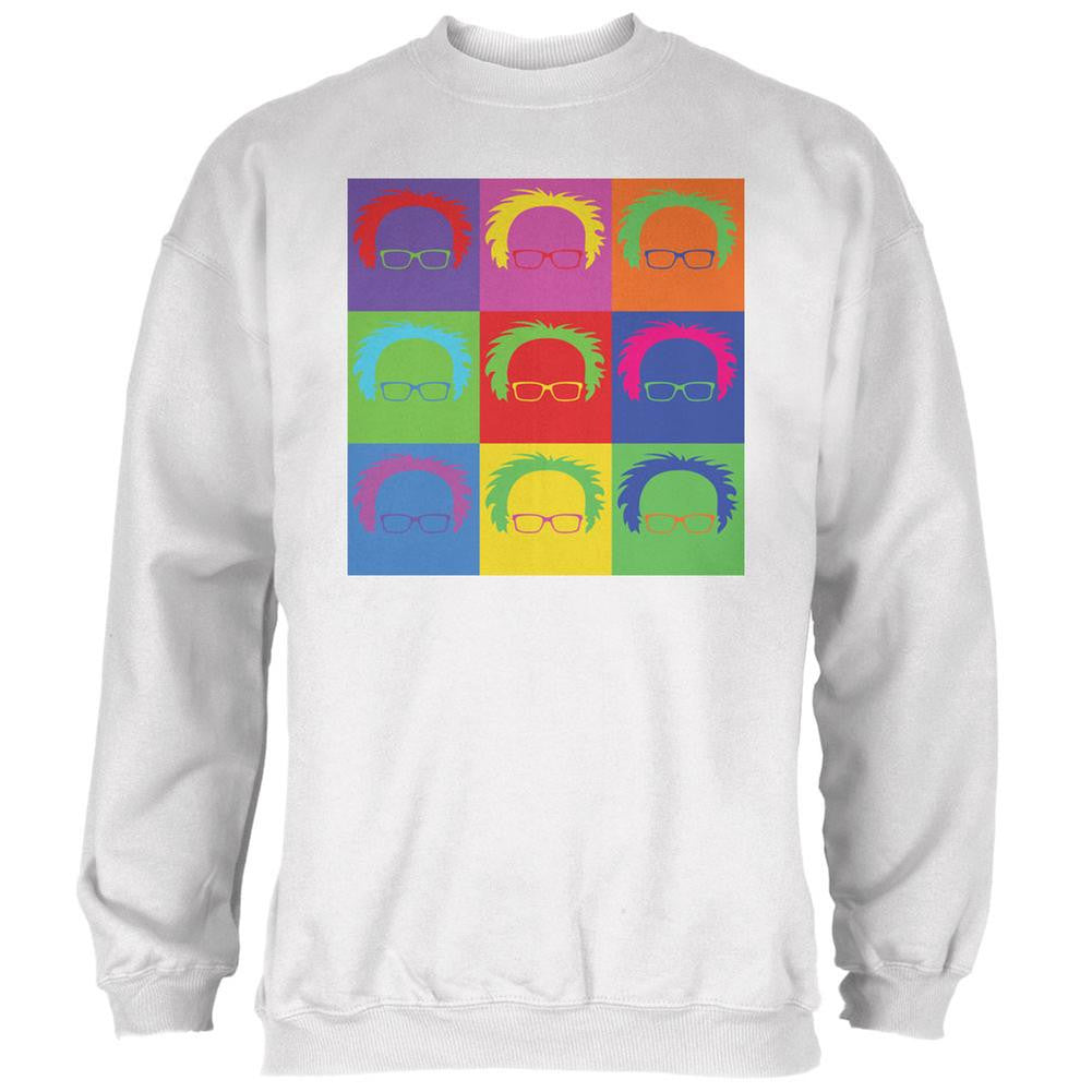 Election Bernie Sanders Hair Minimalist Pop Art White Adult Sweatshirt Men's Sweatshirts Old Glory 2XL White