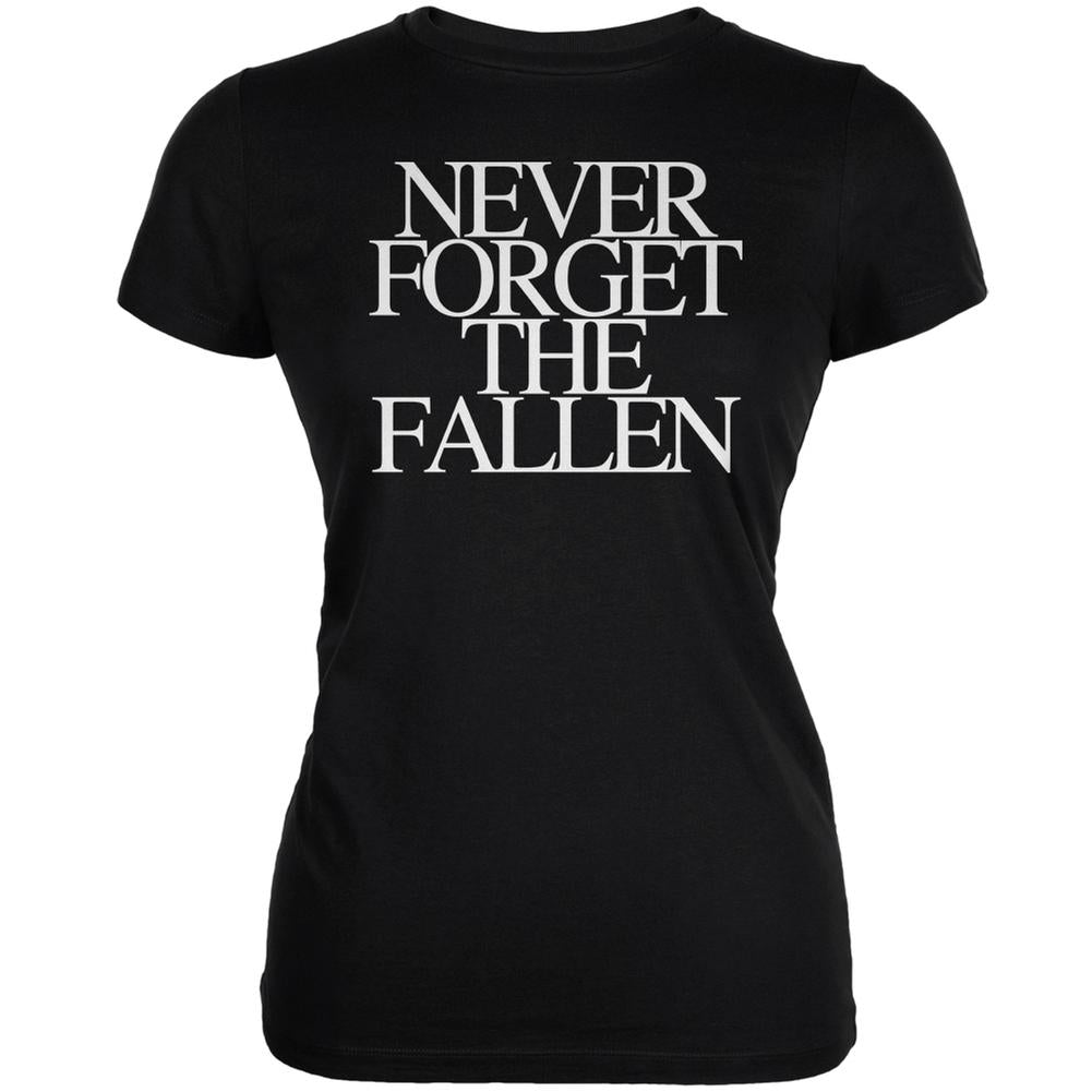 Never Forget the Fallen Black Juniors Soft T-Shirt Juniors T-Shirts Old Glory 2XL Black
