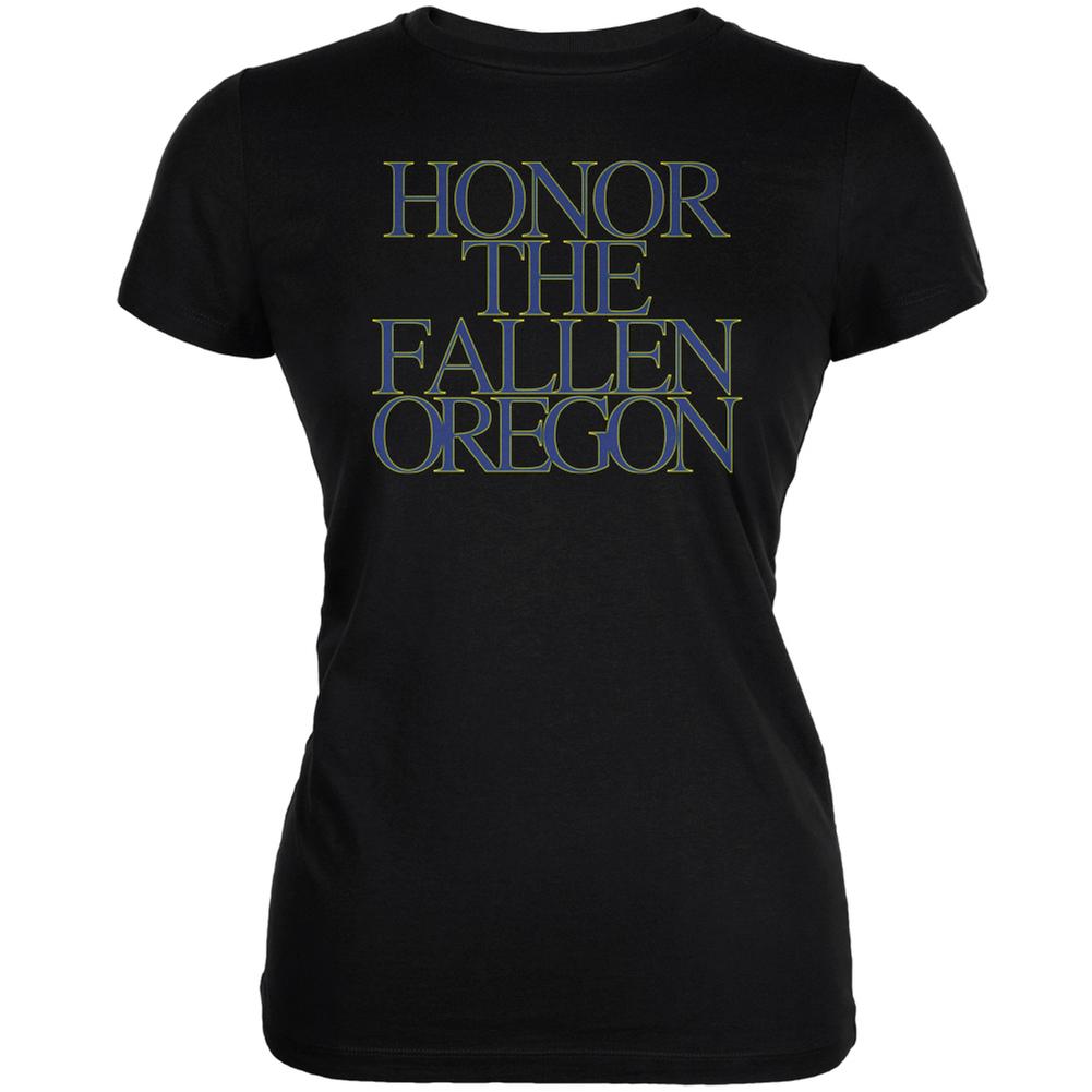 Honor the Fallen Oregon Black Juniors Soft T-Shirt Juniors T-Shirts Old Glory 2XL Black