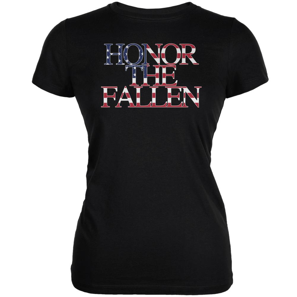Honor the Fallen American Patriot Black Juniors Soft T-Shirt Juniors T-Shirts Old Glory 2XL Black