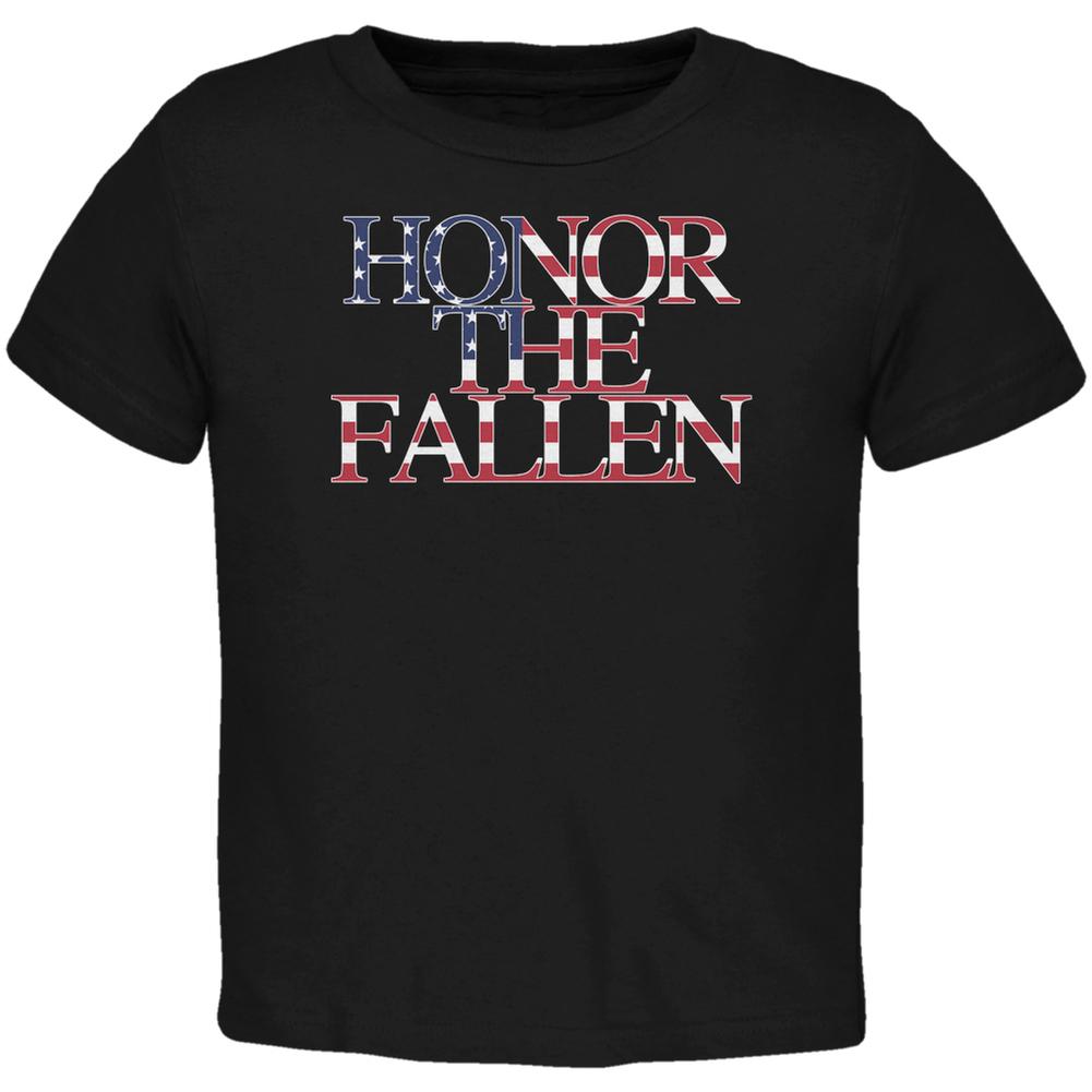 Honor the Fallen American Patriot Black Toddler T-Shirt Toddler T-Shirts Old Glory 2T Black