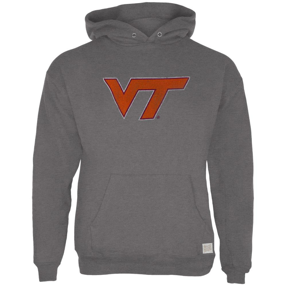 Virginia Tech Hokies - Distressed VT Logo Tri-Blend Adult Pullover Hoodie Men's Hoodies Virginia Tech Hokies 2XL Grey