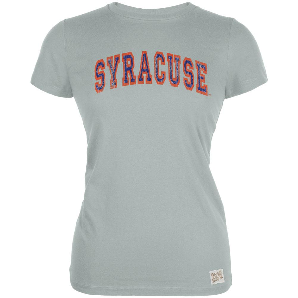 Syracuse Orange - Distressed Outlined Arch Logo Vintage Juniors T-Shirt Juniors T-Shirts Syracuse Orange LG Grey