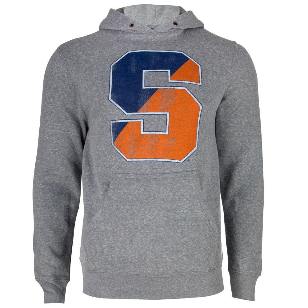 Syracuse Orage - Distressed S Logo Tri-Blend Adult Pullover Hoodie Men's Hoodies Syracuse Orange 2XL Grey