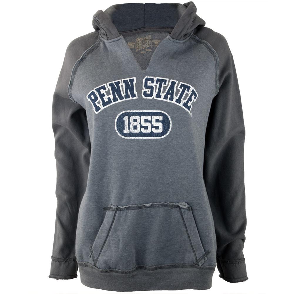 Penn State Nittany Lions - 1855 Oval Juniors Relaxed Slit-Neck Hoodie Juniors Hoodies Penn State Nittany Lions LG Grey