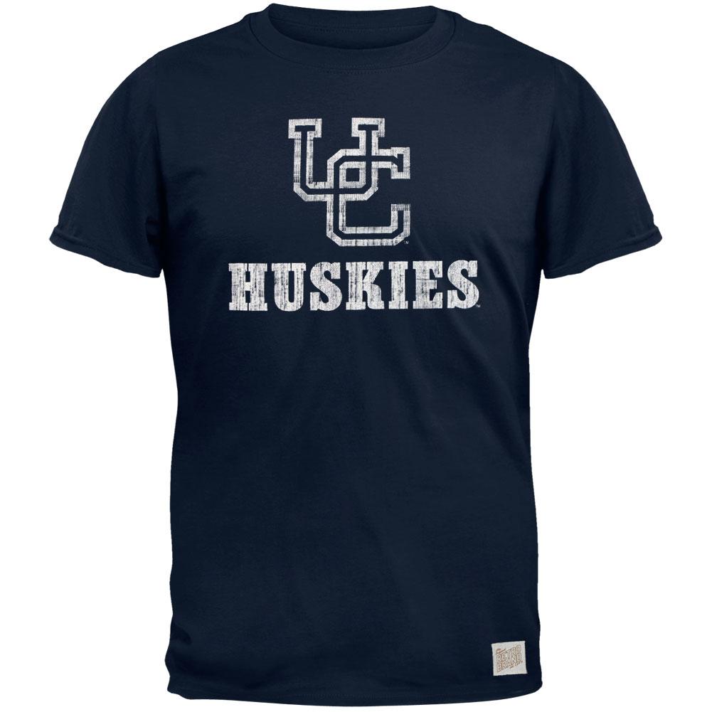 UConn Huskies - Distressed UC Logo Vintage Adult Soft T-Shirt Men's T-Shirts UConn Huskies 2XL Blue