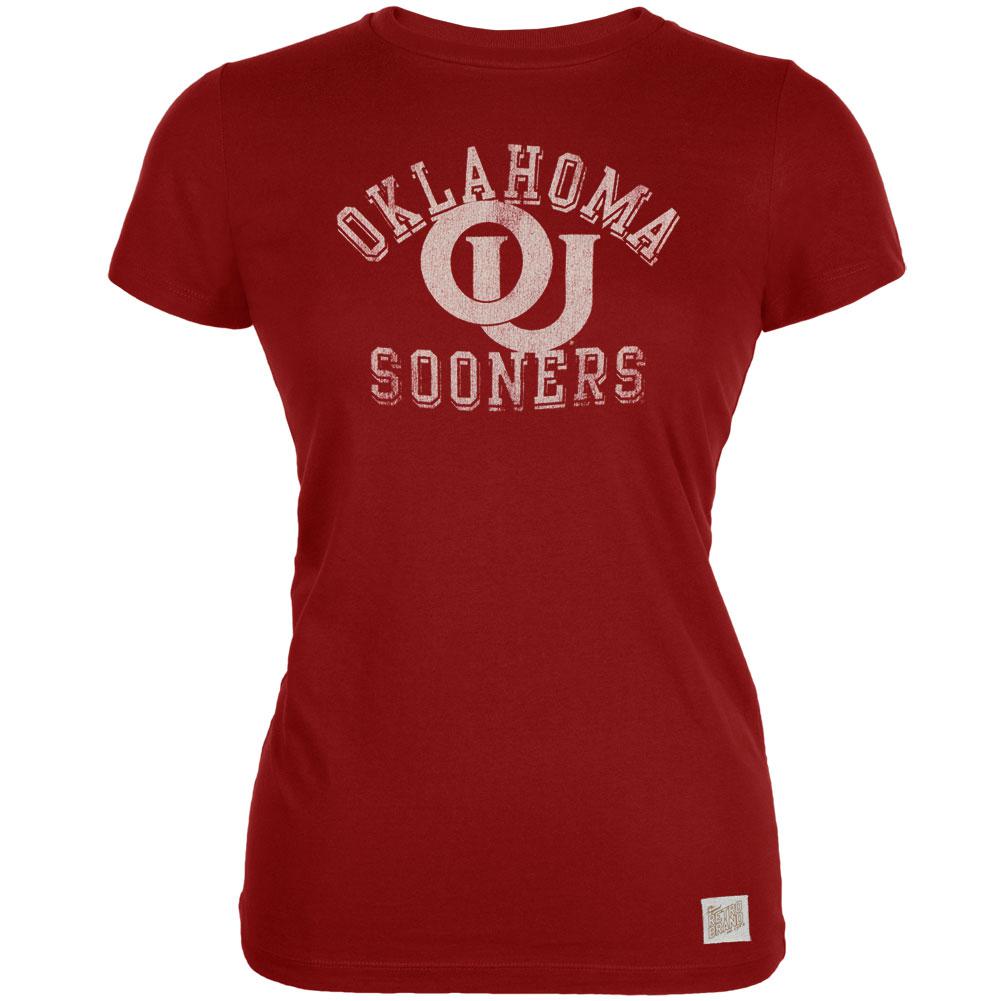 Oklahoma Sooners - Distressed Letters Vintage Juniors T-Shirt Juniors T-Shirts Oklahoma Sooners LG Red