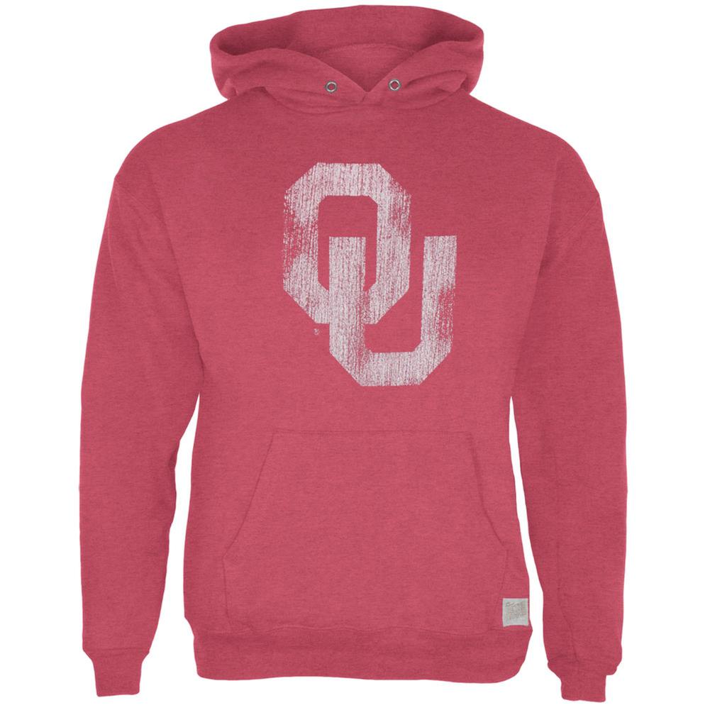 Oklahoma Sooners - Distressed OU Logo Tri-Blend Adult Pullover Hoodie Men's Hoodies Oklahoma Sooners 2XL Red