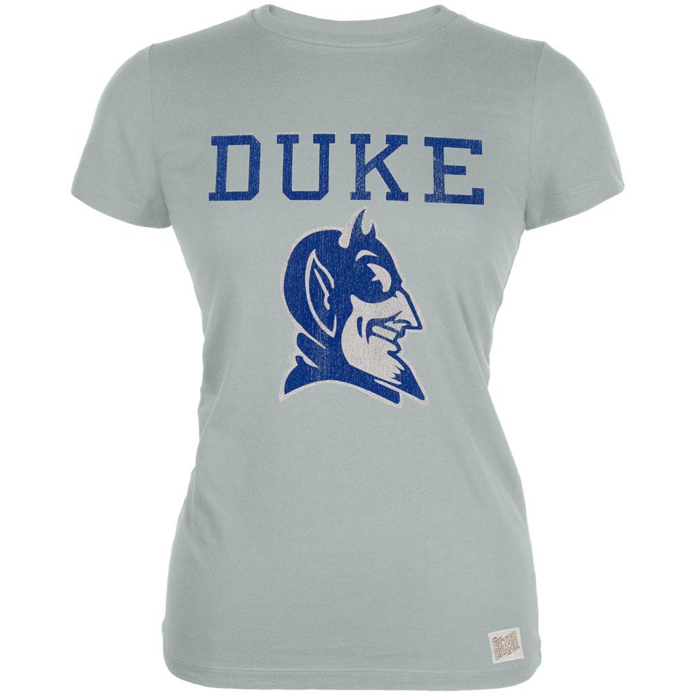 Duke Blue Devils - Letters and Logo Vintage Juniors T-Shirt Juniors T-Shirts Duke Blue Devils LG Grey