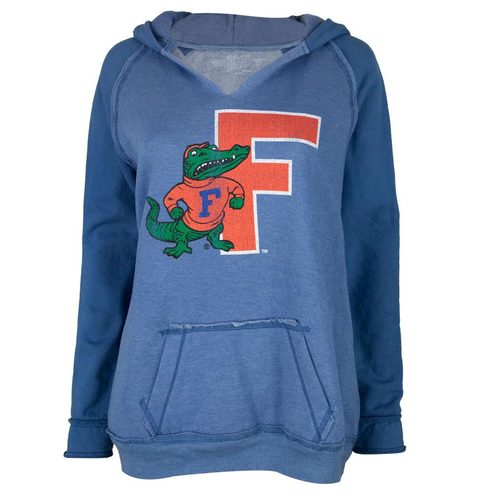 Florida Gators - Giant Letter and Gator Juniors Relaxed Slit-Neck Hoodie Juniors Hoodies Florida Gators