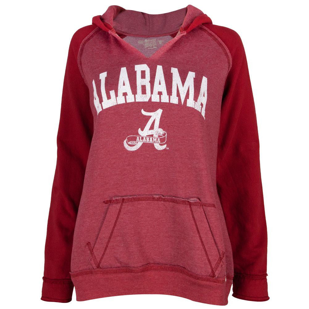 Alabama Crimson Tide - Name & Logo Juniors Relaxed Slit-Neck Hoodie Juniors Hoodies Alabama Crimson Tide