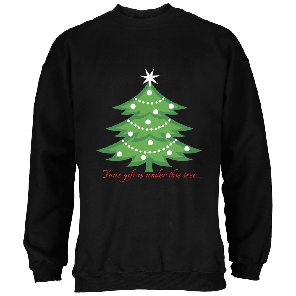 Christmas Gift Under Tree Black Adult Sweatshirt Men's Sweatshirts Old Glory 2XL Black
