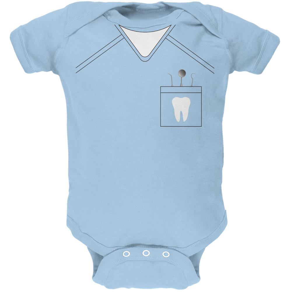 Halloween Dentist Scrubs Costume Light Blue Soft Baby One Piece Baby One Piece Old Glory 0-3M Blue