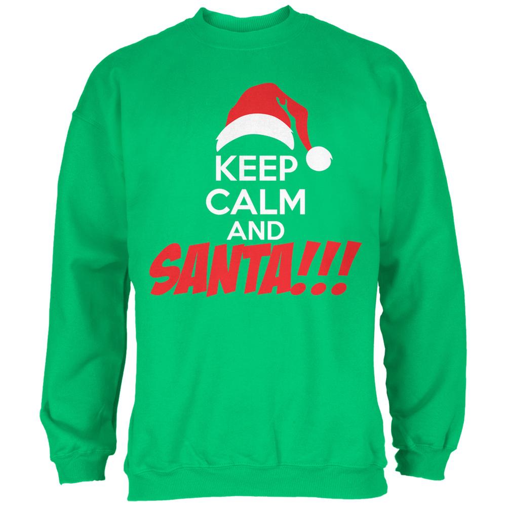 Christmas Keep Calm and SANTA Irish Green Adult Sweatshirt Men's Sweatshirts Old Glory 2XL Green