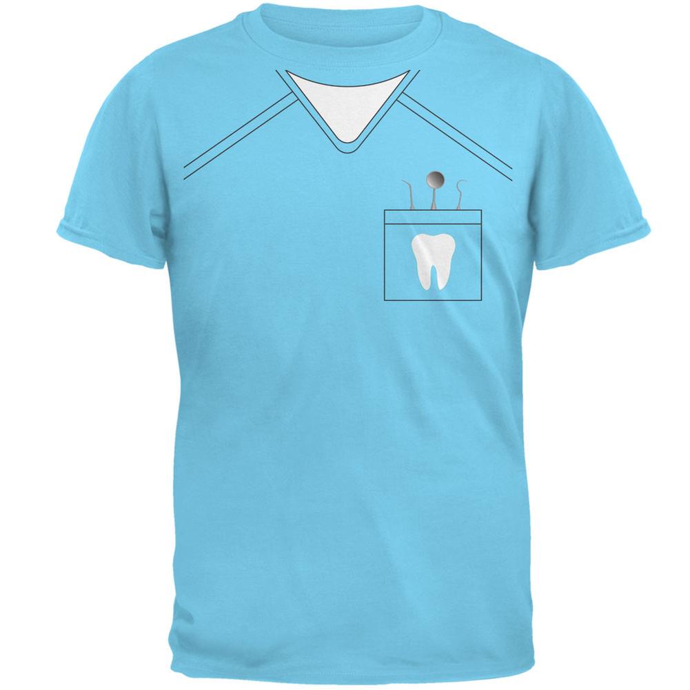 Halloween Dentist Scrubs Costume Sky Adult T-Shirt Men's T-Shirts Old Glory 2XL Blue