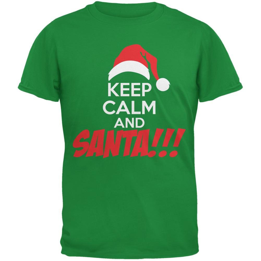 Christmas Keep Calm and SANTA Irish Green Adult T-Shirt Men's T-Shirts Old Glory 2XL Green